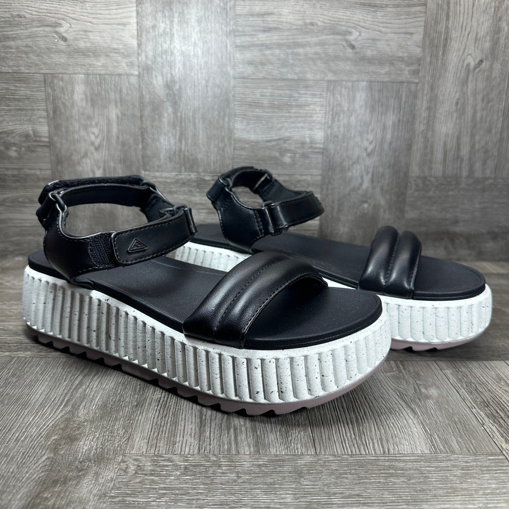 Reef Sandal Vista Higher Raya Women 10 Black Platform Padded Strap NEW B-25 - Picture 5 of 8